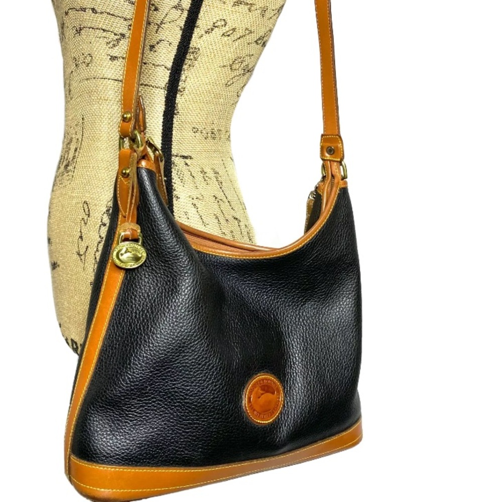 Dooney & Bourke VTG Black Brown AWL Hobo Bag + Wallet Set